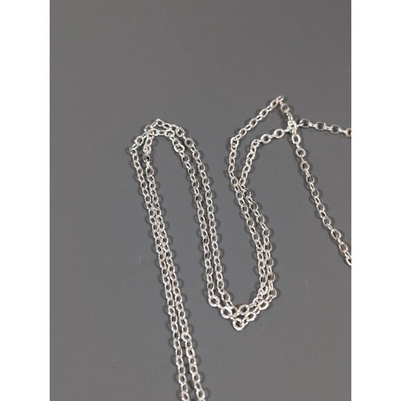 Silver Tone Initial Letter M Etched Round Pendant Necklace Monogram 18 in - Picture 5 of 8